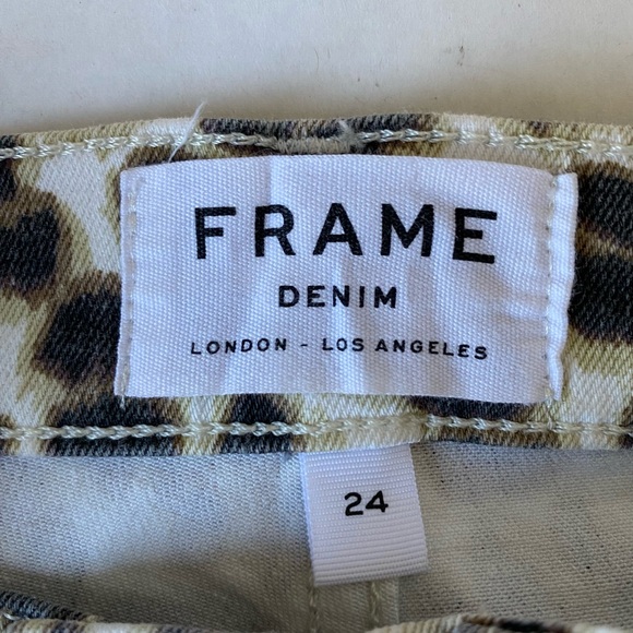 Frame Denim Ali High Rise Cigarette Jeans Leopard Print Size 24 - Picture 11 of 16